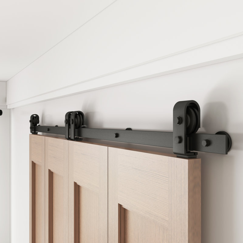 JUBEST Bifolding Double Barn Door Hardware Kit (DOORS NOT INCLUDED